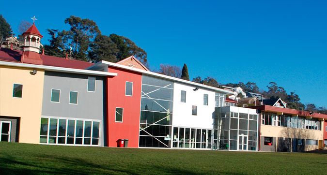 A photo of the exterior of some of the buildings that make up Sacred Heart Catholic Primary School